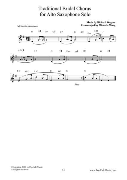 Traditional Bridal Chorus - Alto Saxophone Solo