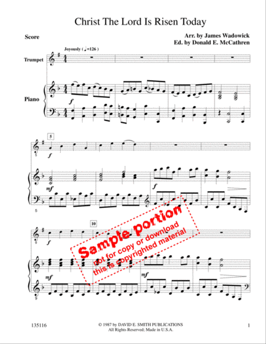 Christ The Lord Is Risen Cornet scores gallery preview page 2