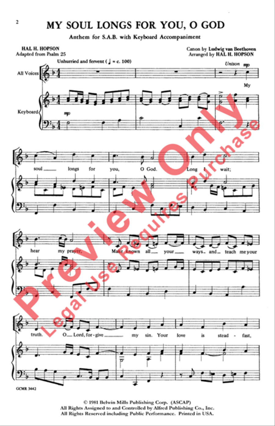 My Soul Longs for You, O God 3-Part scores gallery preview page 2