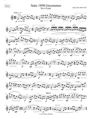 Satie 1890 Gnossienne No 4 Lent for unaccompanied solo Flute Oboe Sax or English Horn