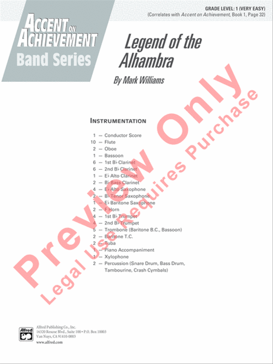 Legend of the Alhambra Legend of the Alhambra Concert Band scores gallery preview page 2