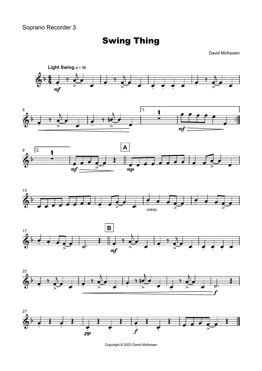 5 Jazz Trios for Recorder Soprano Recorder scores gallery preview page 6
