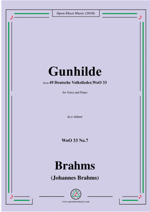 Book cover for Brahms-Gunhilde,WoO 33 No.7,in c minor,for Voice&Piano