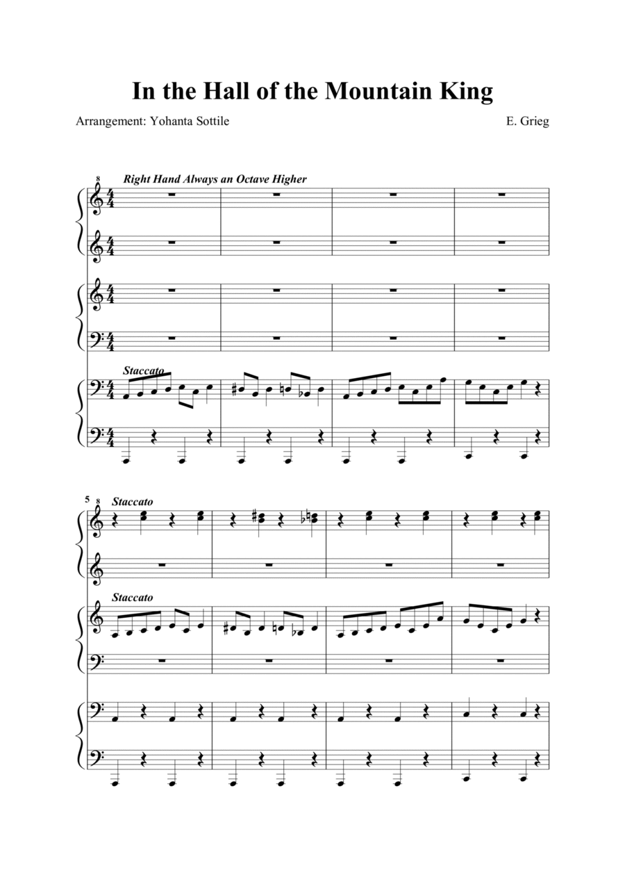 In The Hall of the Mountain King (6 hands easy) Piano Method scores gallery preview page 1