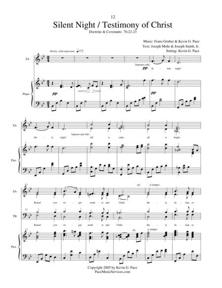 Silent Night / Testimony of Christ - SATB choir with piano accompaniment image number null