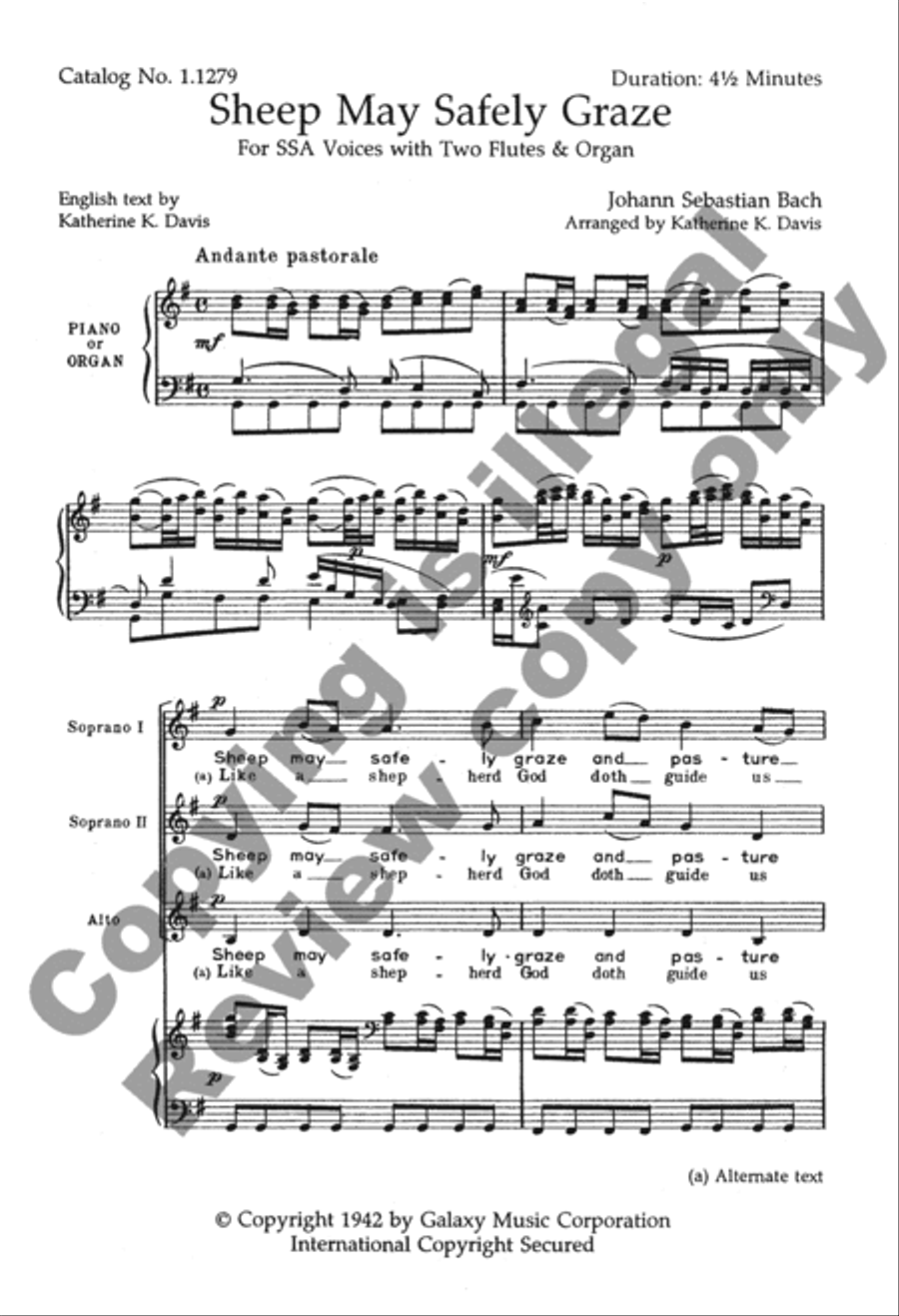 Sheep May Safely Graze (Choral Score)