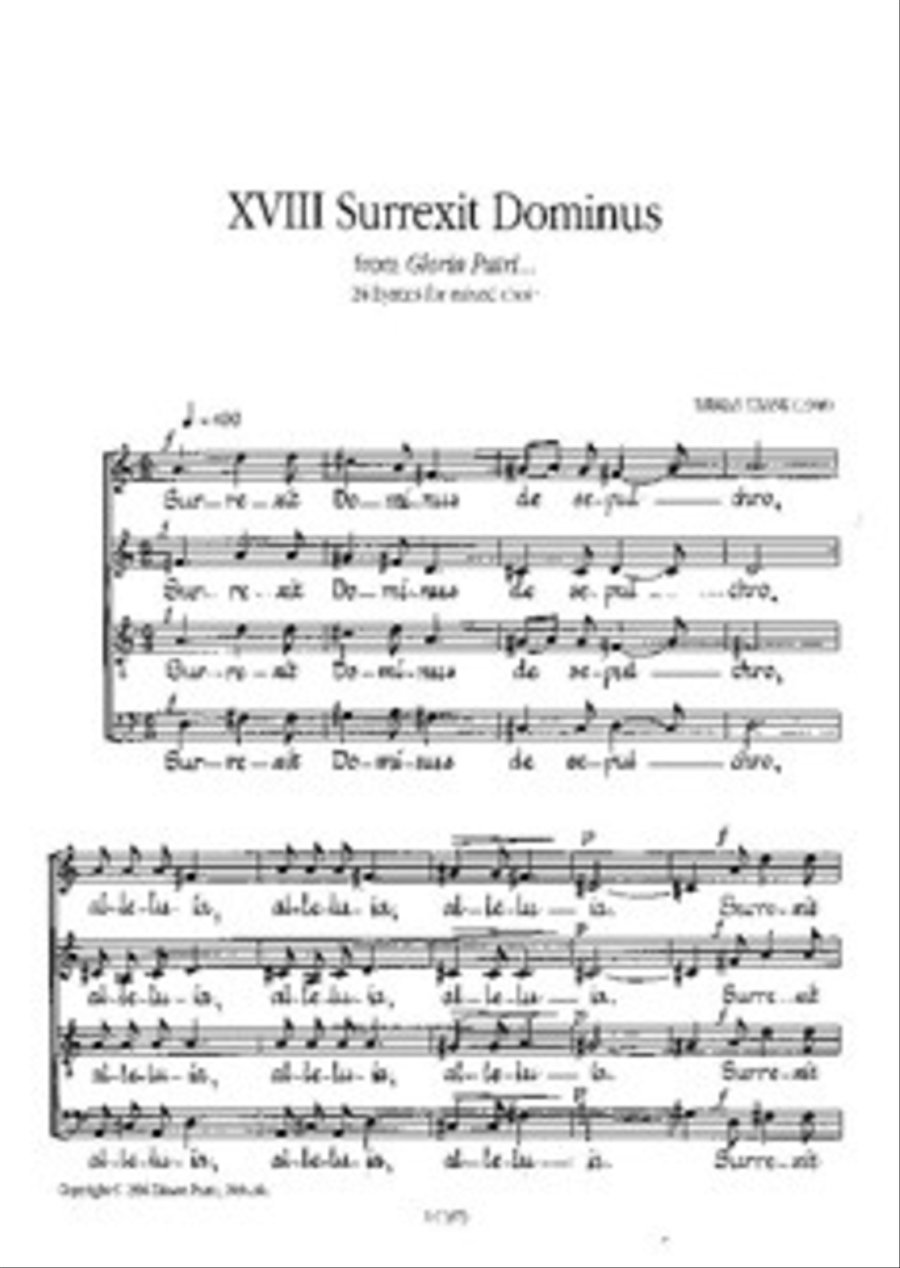 Surrexit Dominus - Hymn XVIII from Gloria Patri... 24 hymns for mixed choir Mixed Choir scores gallery preview page 1