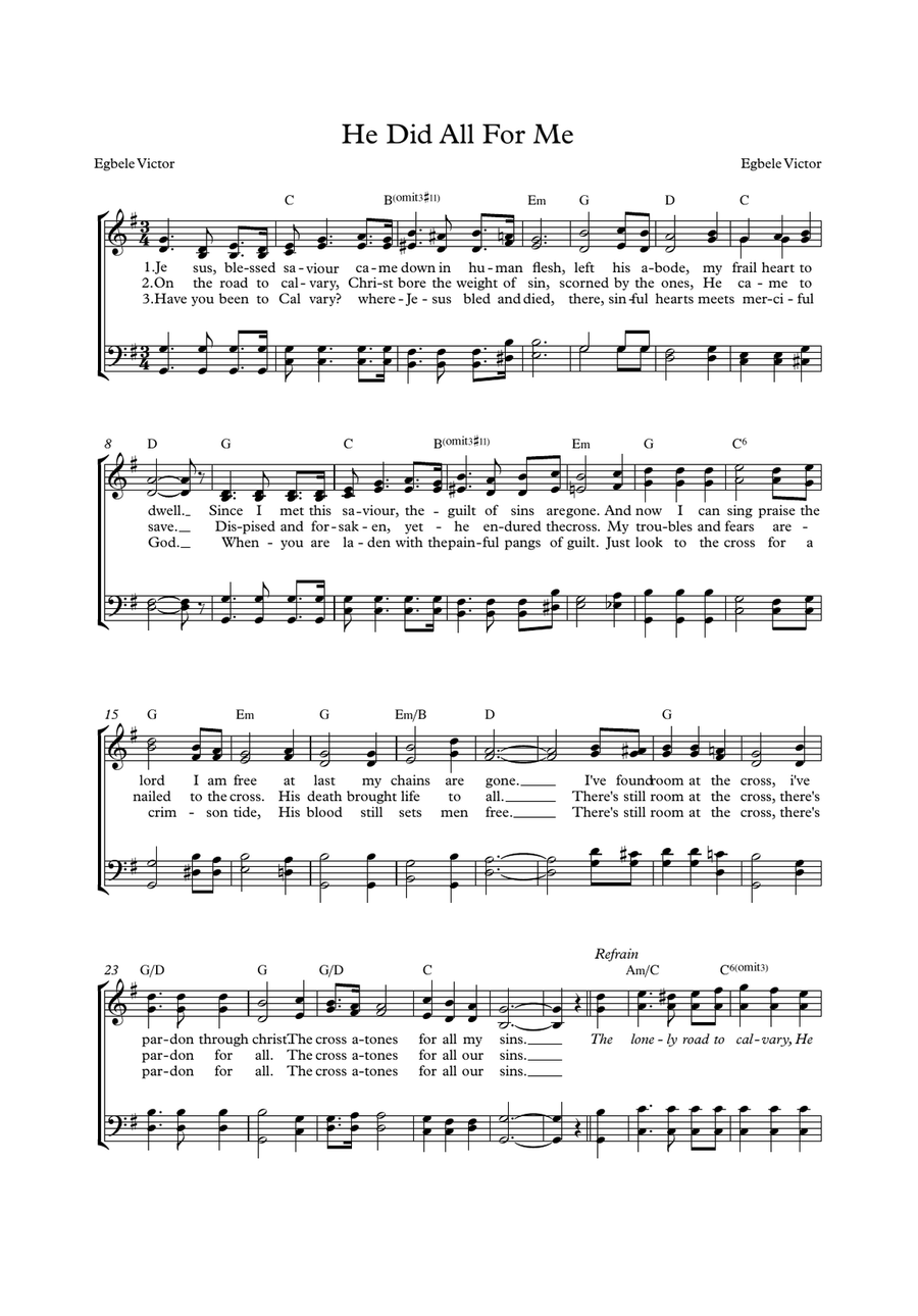 He Did It All For Me 4-Part scores gallery preview page 1