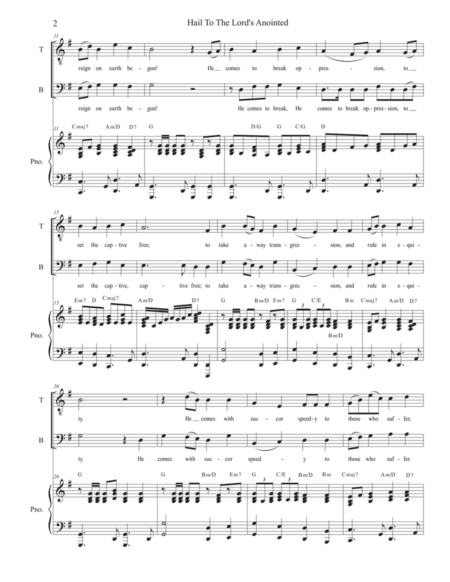 Hail To The Lord's Anointed (Duet for Tenor and Bass solo) - Piano accompaniment) Tenor Voice scores gallery preview page 2