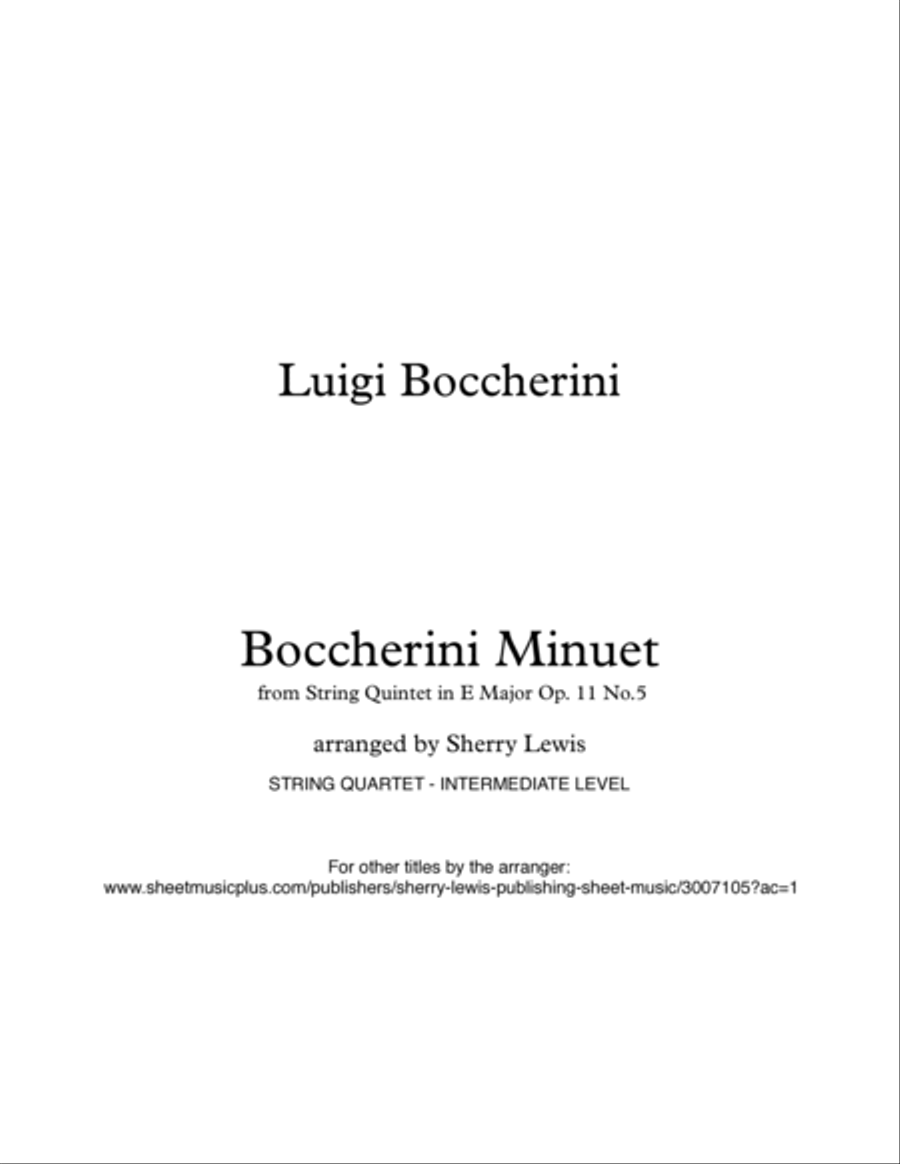 BOCCHERINI MINUTE - (Minuet Op. 11 No. 5 for String Quintet) String Orchestra, Intermediate Level fo String Orchestra scores gallery preview page 2