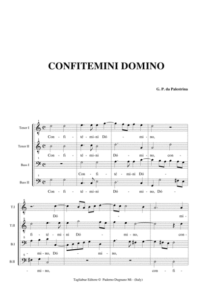 CONFITEMINI DOMINO - Palestrina - For TTBB Choir image number null