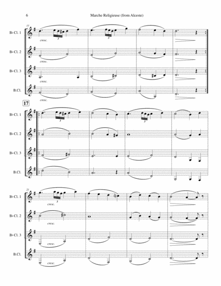 Marche Religieuse (from Alceste) by Gluck - Arranged for Clarinet Quartet image number null