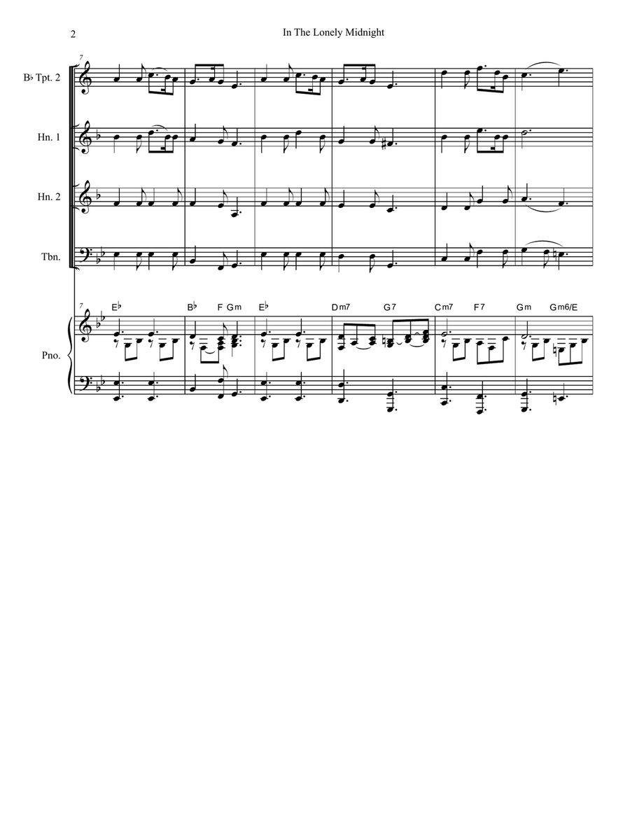 Silent Night / In The Lonely Midnight (for Brass Quintet and Piano) Brass Ensemble scores gallery preview page 3