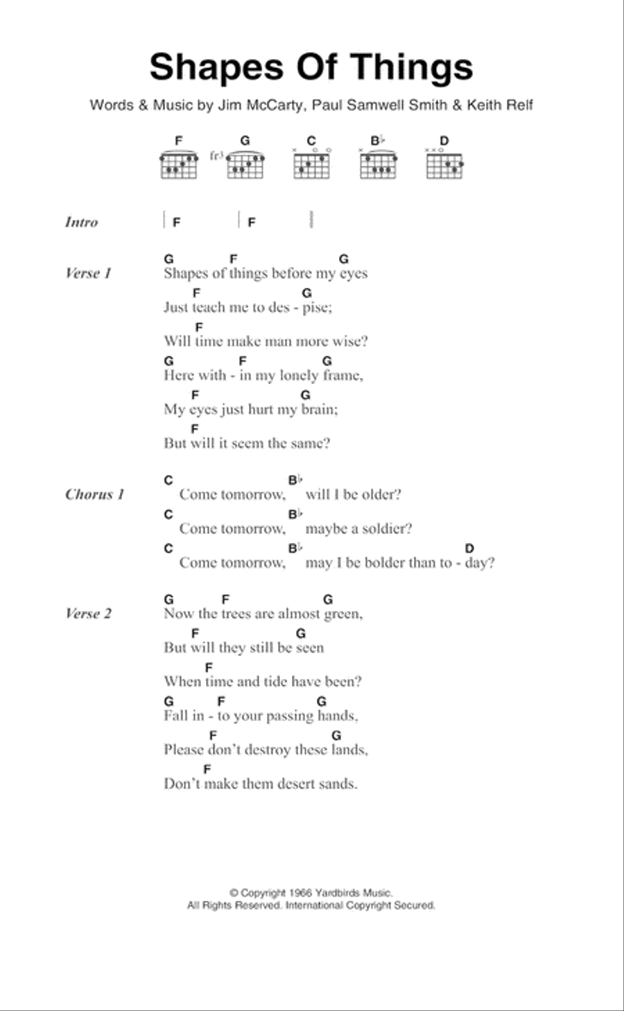 Shapes Of Things Guitar scores gallery preview page 1