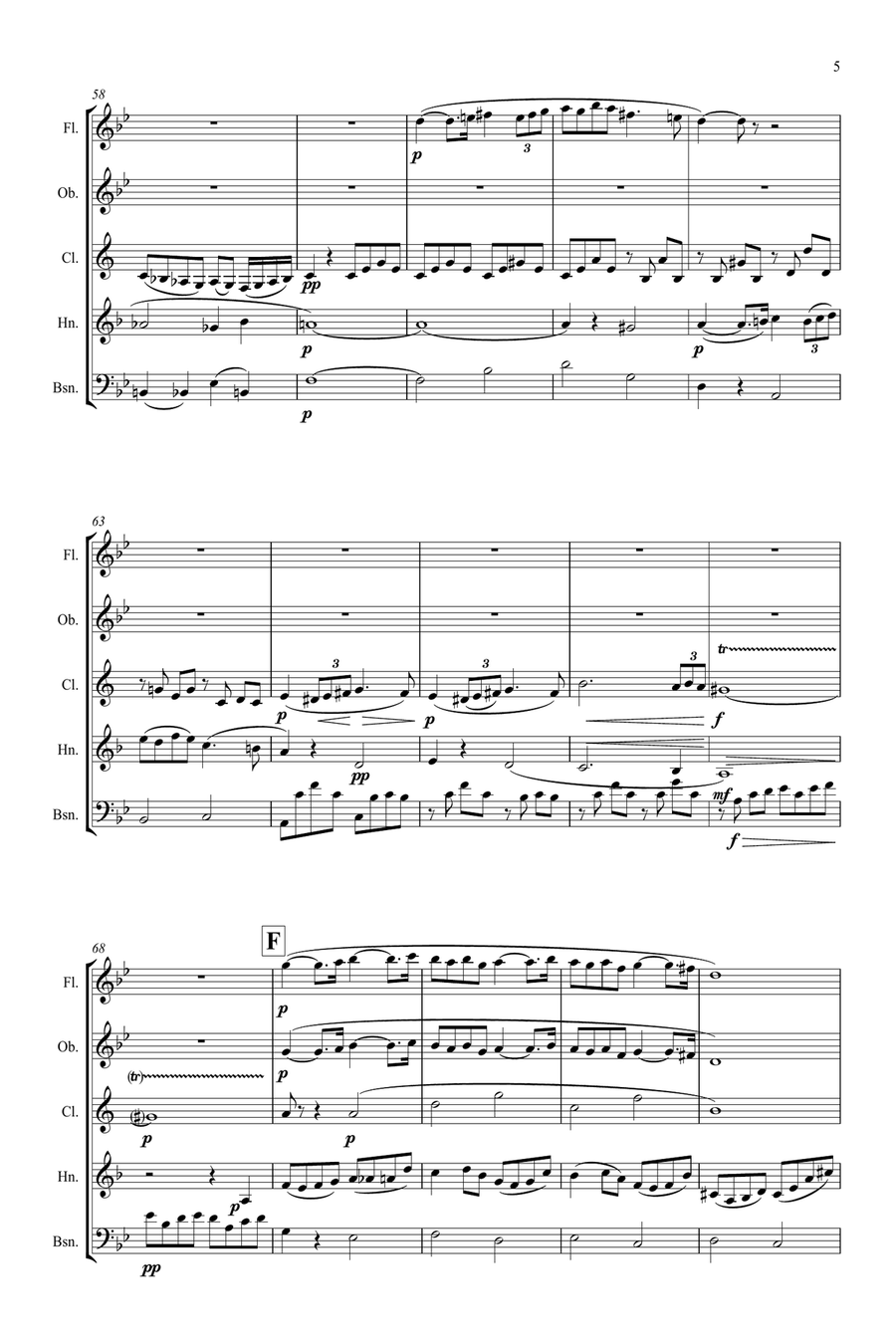 Fauré: Pavane Op.50 (transposed into G minor) - wind quintet Woodwind Quintet scores gallery preview page 5