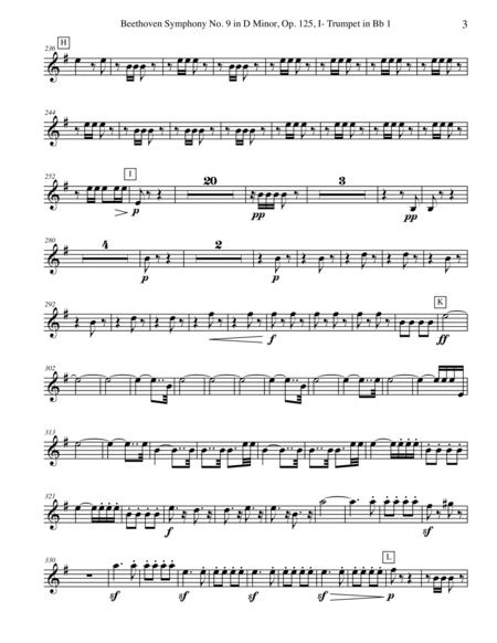 Beethoven Symphony No. 9, Movement I - Trumpet in Bb 1 (Transposed Part), Op. 125
