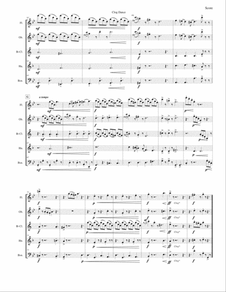 Clog Dance from The Wayward Daughter (woodwind quintet) Woodwind Quintet scores gallery preview page 5