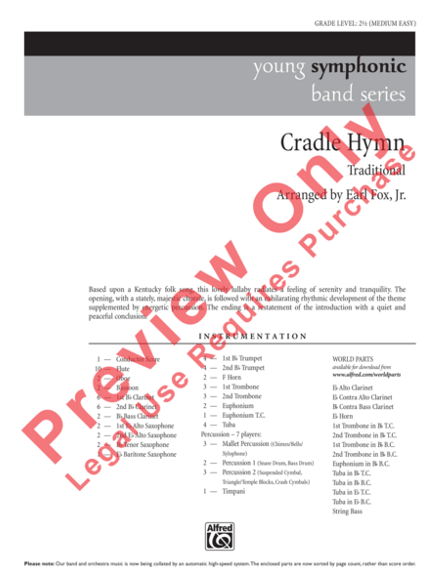 Cradle Hymn Concert Band scores gallery preview page 2