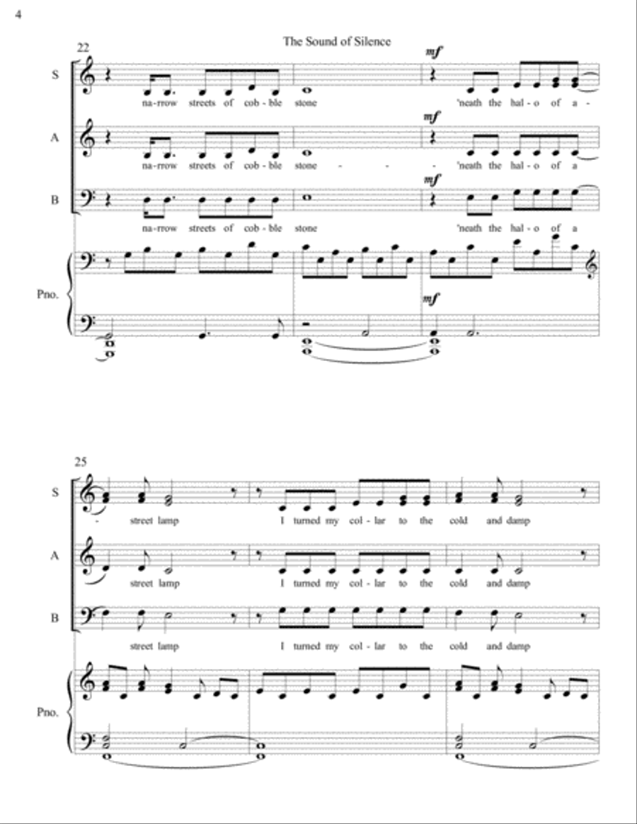 The Sound Of Silence The Sound Of Silence 3-Part scores gallery preview page 4