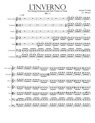 Vivaldi's L'Inverno for Solo Violin or Viola and String Orchestra (d minor version)