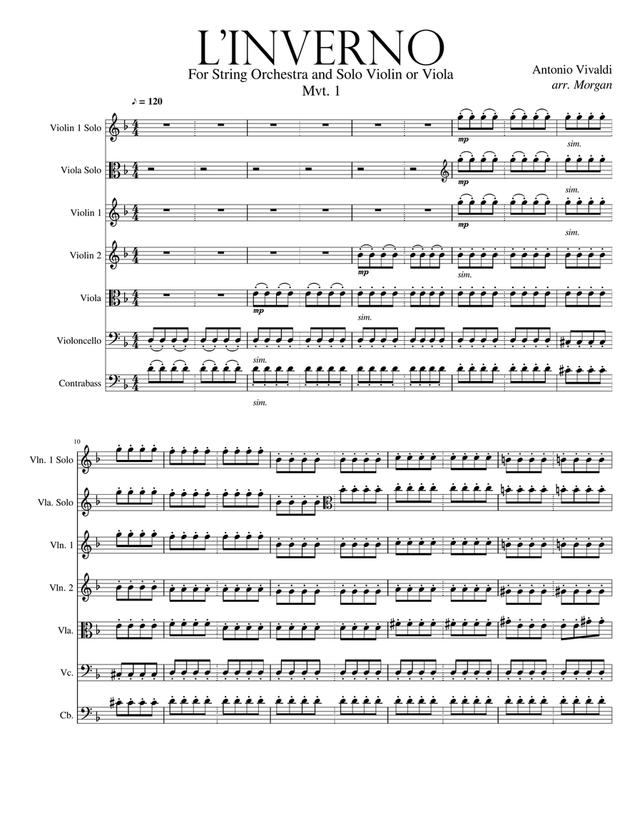 Vivaldi's L'Inverno for Solo Violin or Viola and String Orchestra (d minor version) image number null