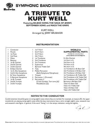 A Tribute to Kurt Weill: Score