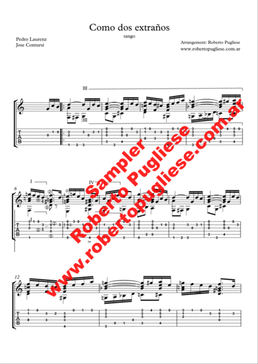 Como dos extraños - Tango (Laurenz - Contursi) Classical Guitar scores gallery preview page 4