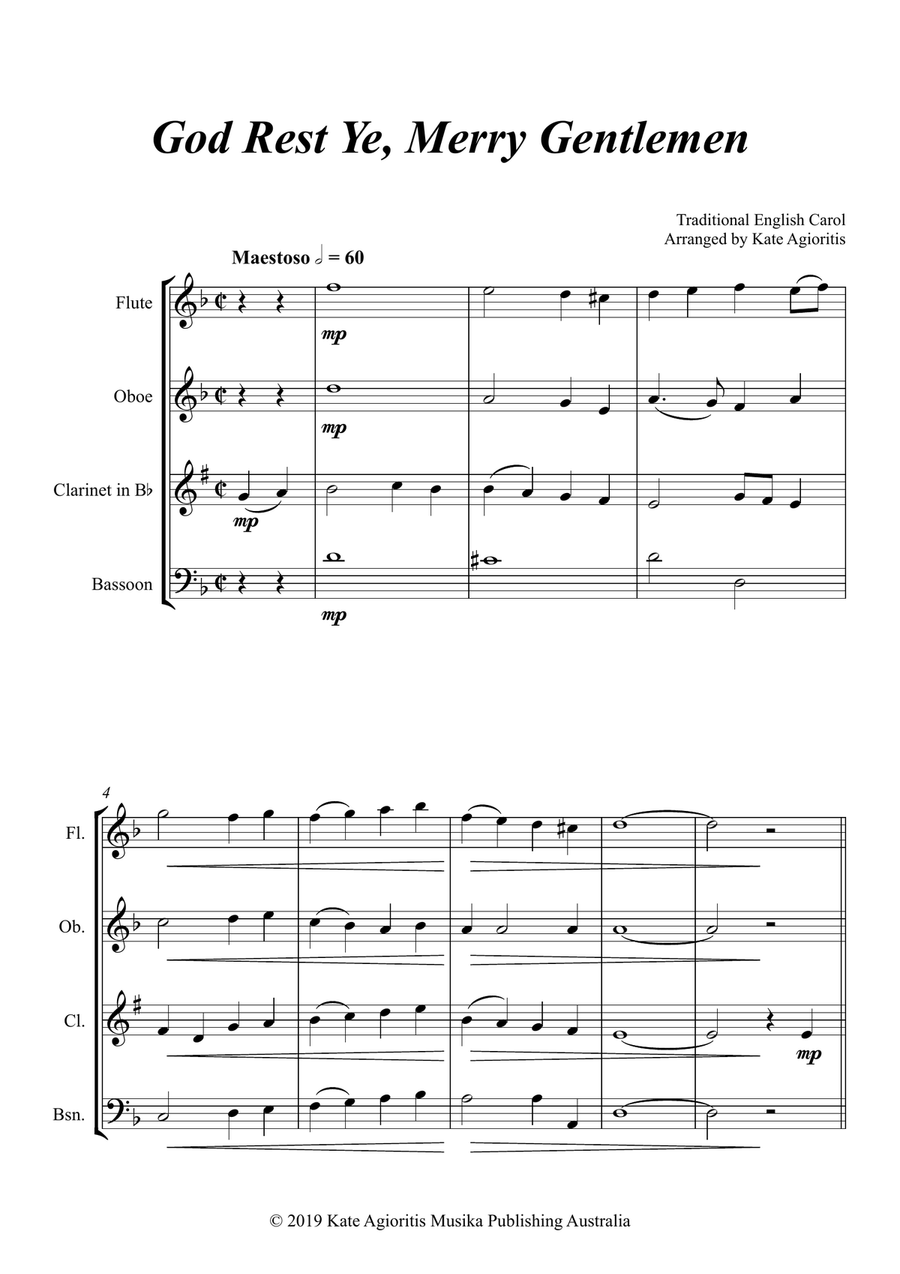 God Rest Ye Merry Gentlemen - Woodwind Quartet Woodwind Quartet scores gallery preview page 2