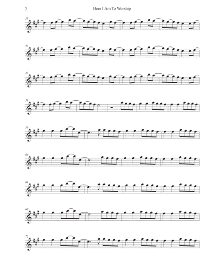 Here I Am To Worship Alto Saxophone scores gallery preview page 2
