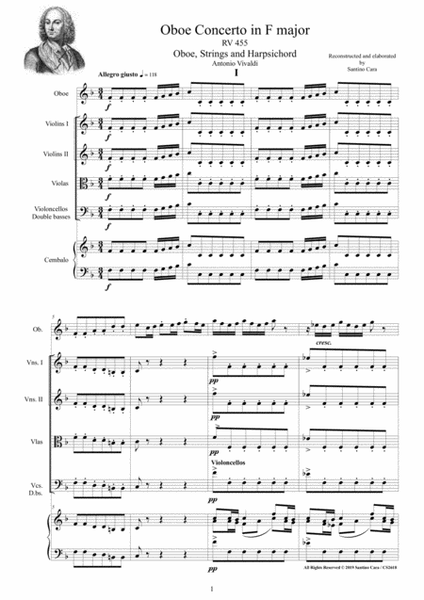 Vivaldi - Oboe Concerto in F major RV 455 for Oboe, Strings and Cembalo image number null
