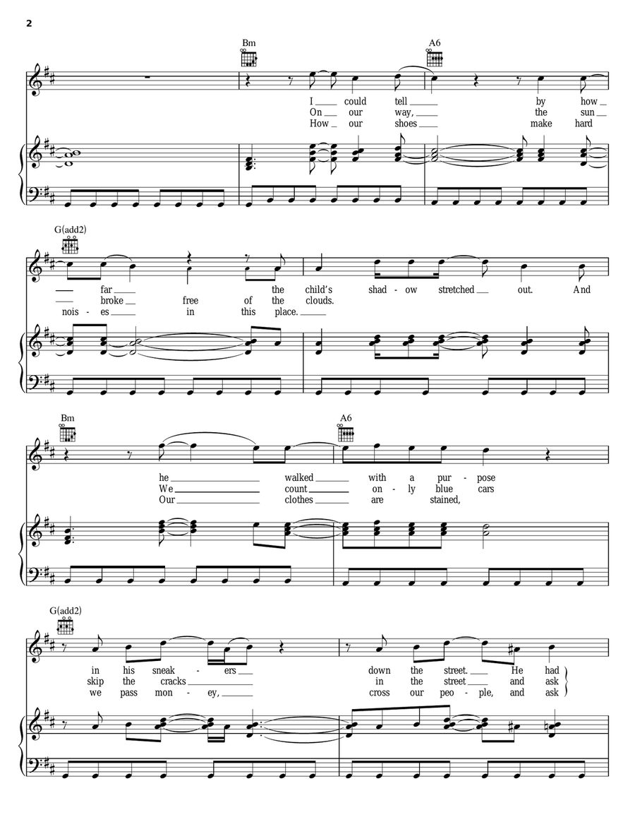 Counting Blue Cars Counting Blue Cars Piano, Vocal, Guitar scores gallery preview page 2