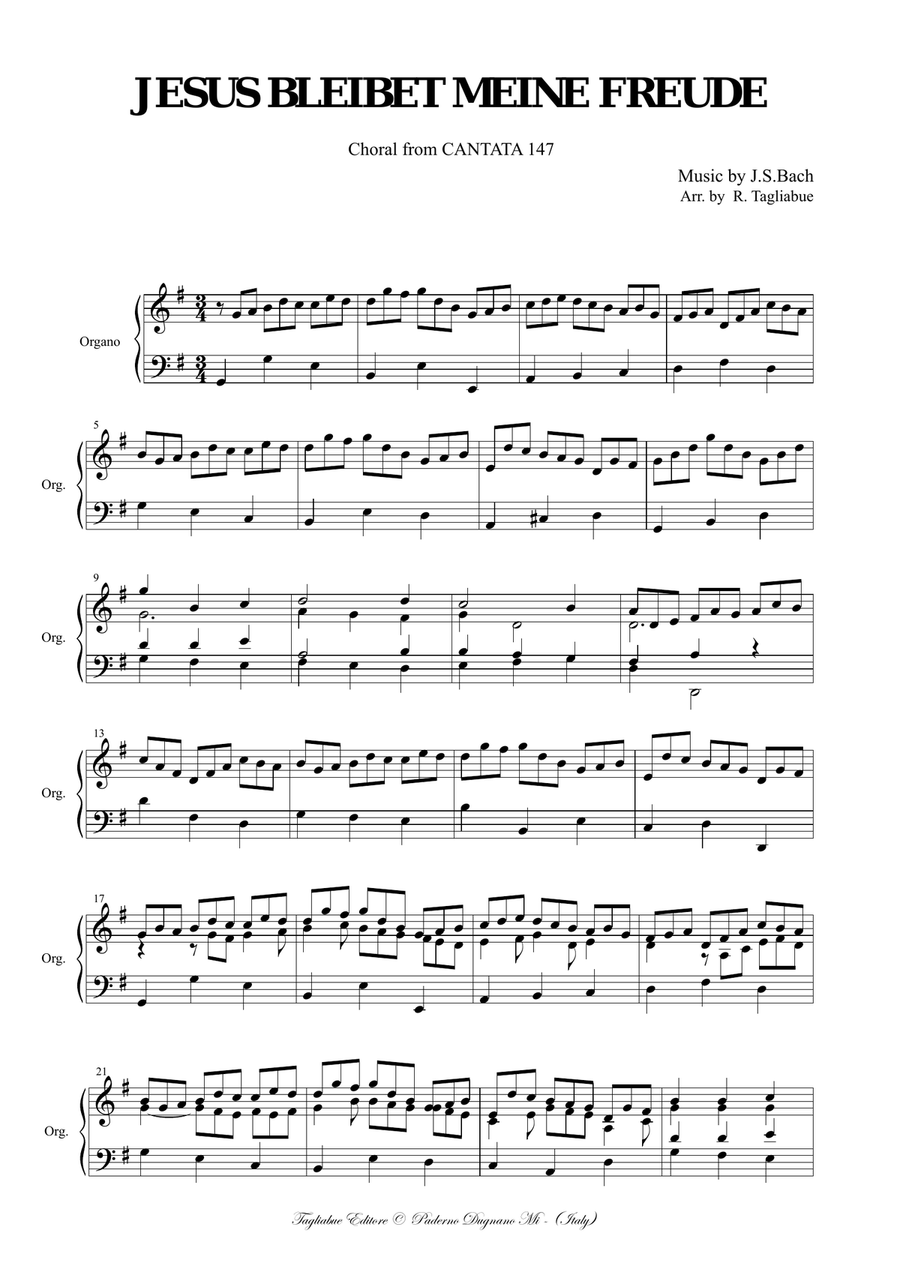 JESUS BLEIBET MEINE FREUDE - from CANTATA 147 - Arr. for Piano/Organ Organ scores gallery preview page 2