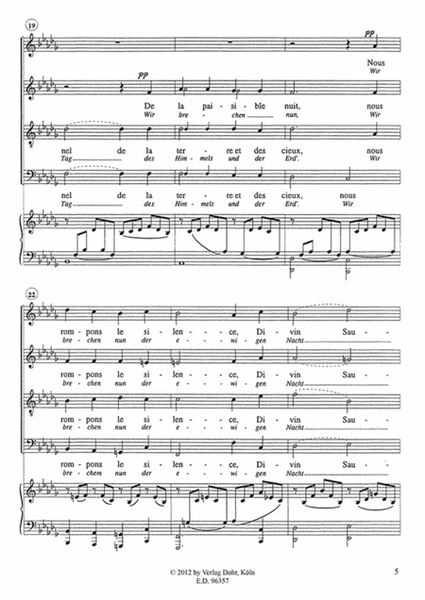 Cantique de Jean Racine für vierstimmigen gemischten Chor und Harmonium (Klavier, Orgel) op. 11 (1863/64)