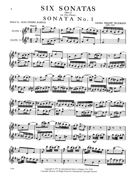 Six Sonatas, Opus 2: Volume I