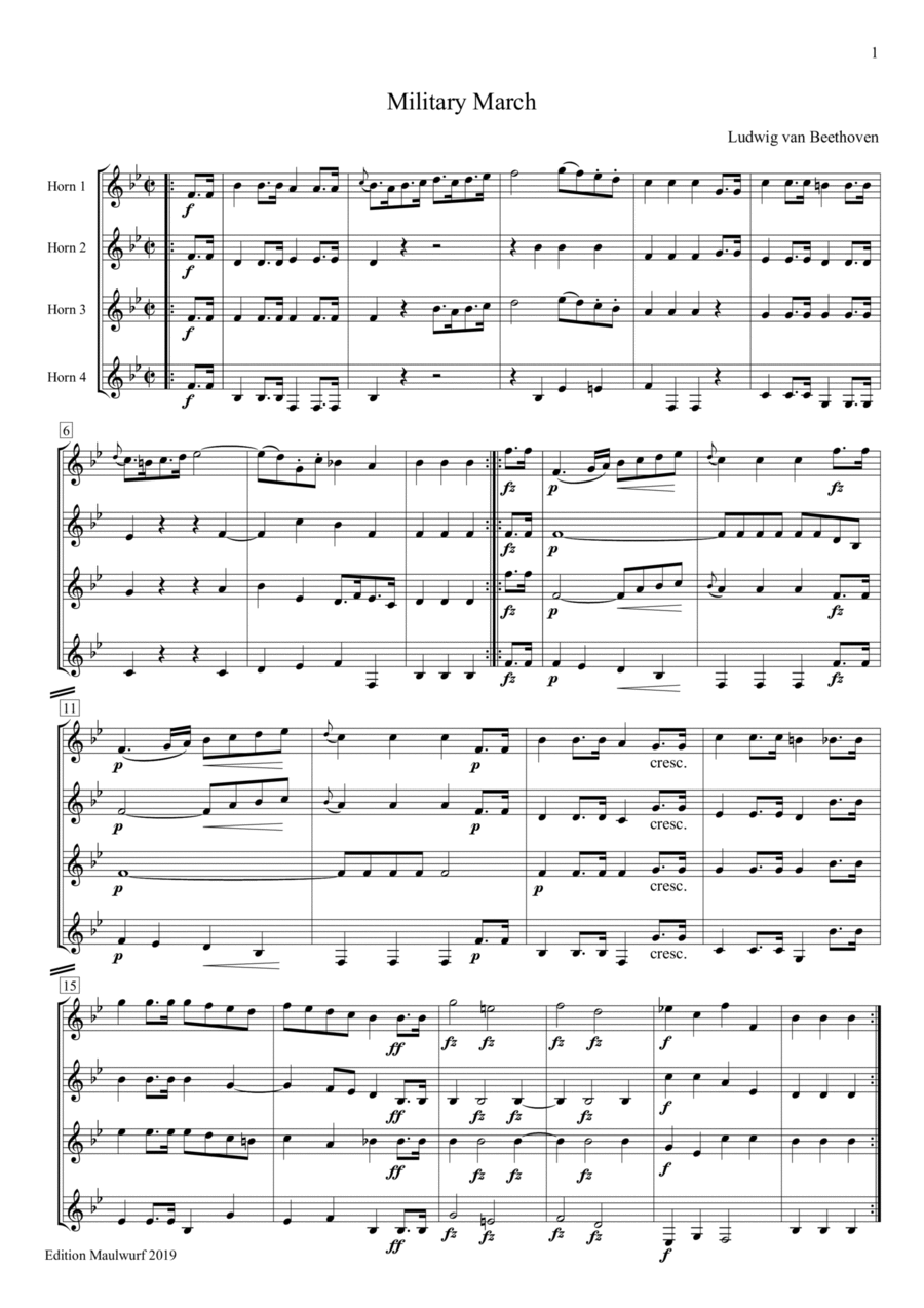 Military March Brass Quartet scores gallery preview page 1