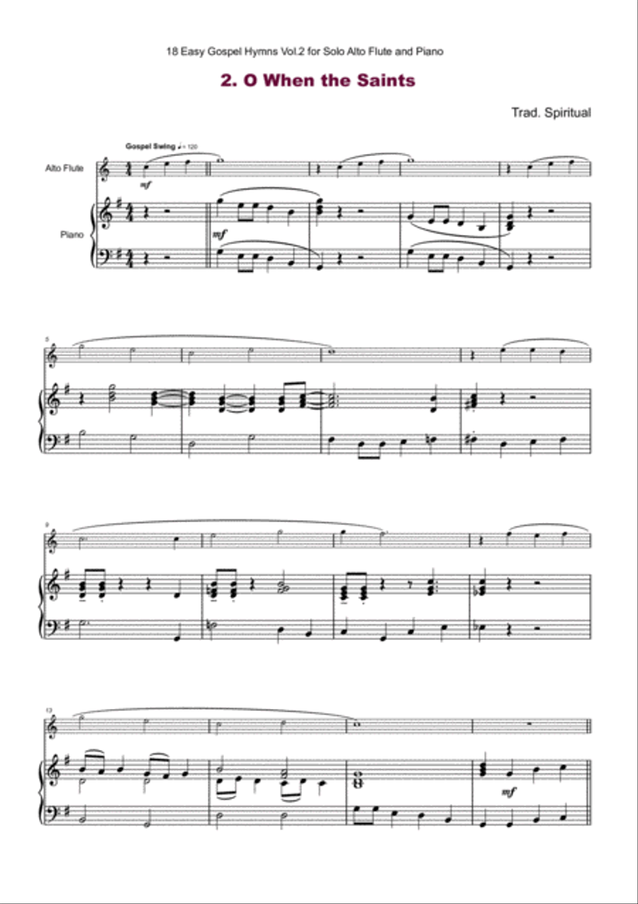 18 Gospel Hymns Vol.2 for Solo Alto Flute and Piano