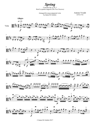 Vivaldi - The Four Seasons: Spring for Solo Viola