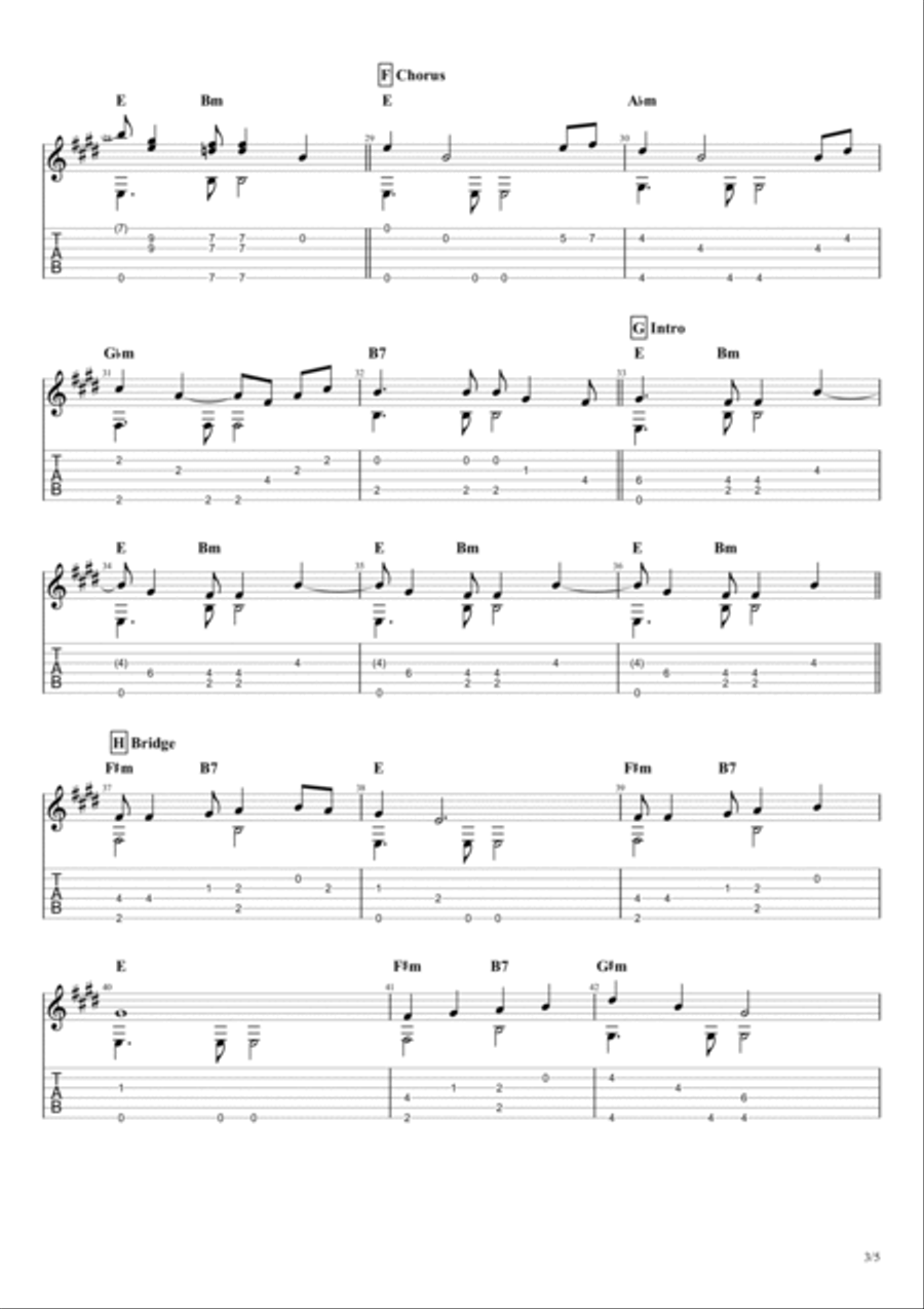 Ferry 'cross The Mersey Guitar Tablature scores gallery preview page 4