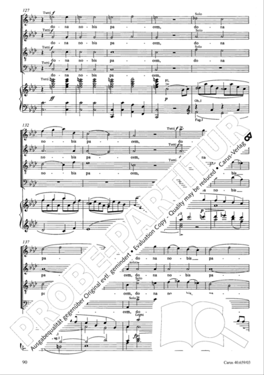 Mass in A flat major (Messe in As) 4-Part scores gallery preview page 91