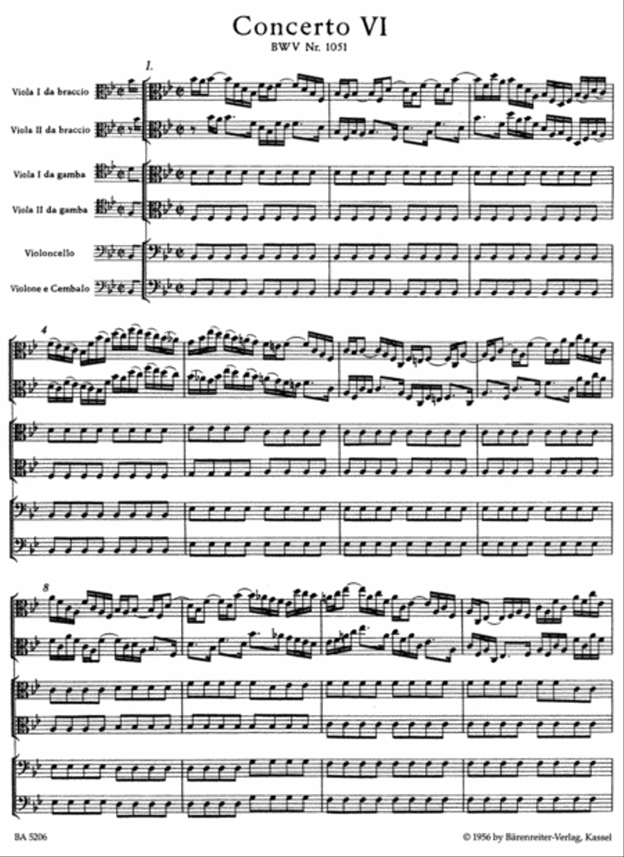Brandenburg Concerto, No. 6 B flat major, BWV 1051 Orchestra scores gallery preview page 2