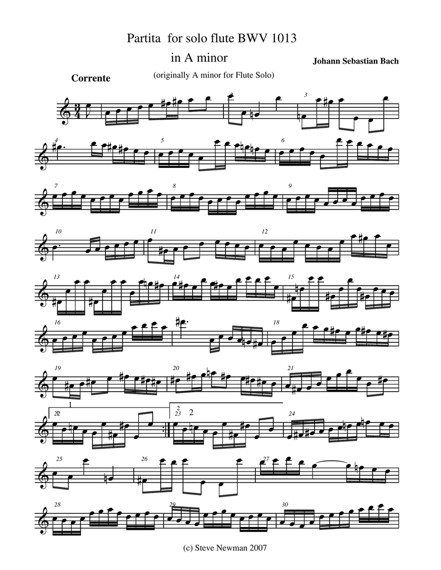 Bach Flute Partita BMV 1013 in Several Keys Large Ensemble scores gallery preview page 4