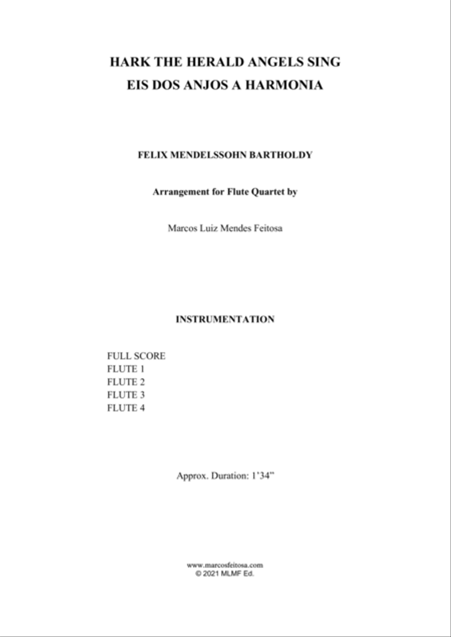 Hark The Herald Angels Sing (Eis dos Anjos a Harmonia) - Flute Quartet Flute Quartet scores gallery preview page 2