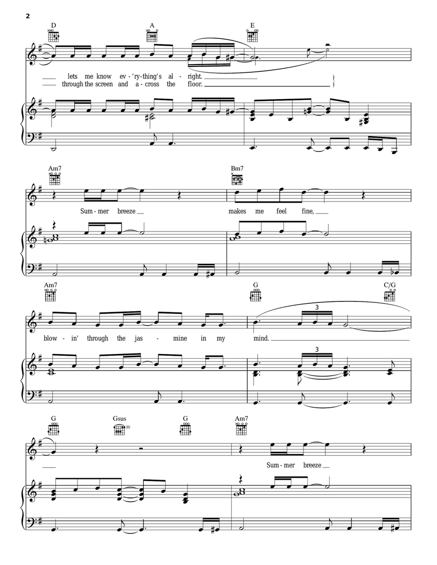Summer Breeze Summer Breeze Piano, Vocal, Guitar scores gallery preview page 2