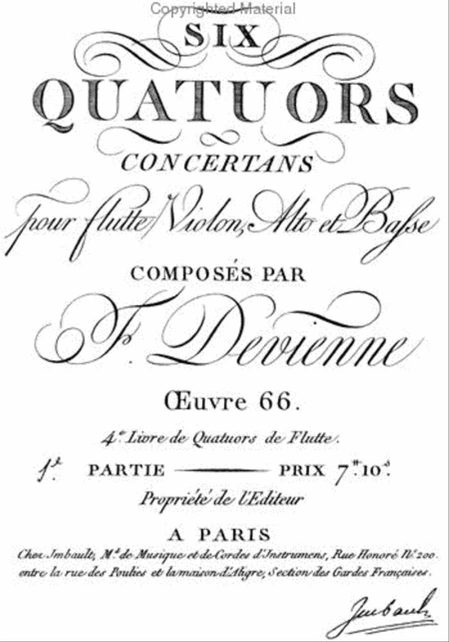 Six quatuors concertants for flute, violin, viola and bass, opus 66 Flute scores gallery preview page 2