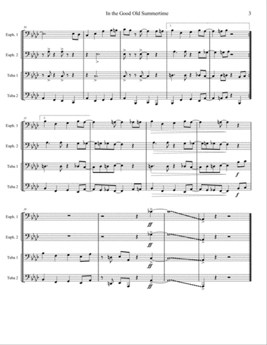 In The Good Ole Summertime - Tuba/Euphonium Quartet Brass Ensemble scores gallery preview page 3