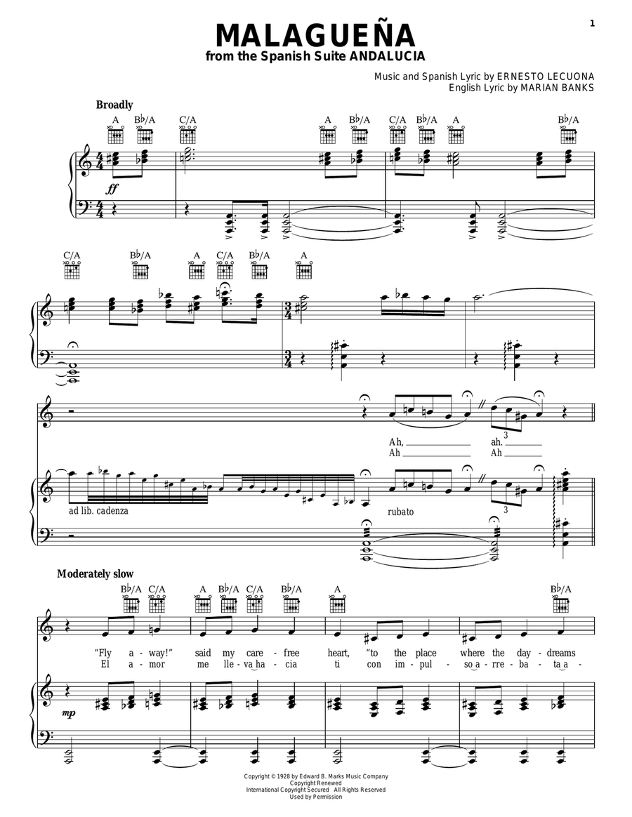 Malaguena Acoustic Guitar scores gallery preview page 1
