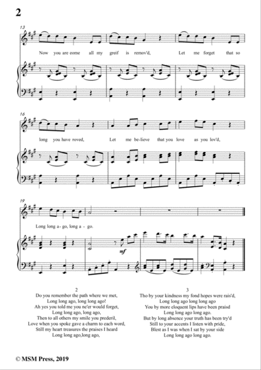 T. H. Bayly-Long Long Ago,in A Major,for Voice and Piano Voice Solo scores gallery preview page 4