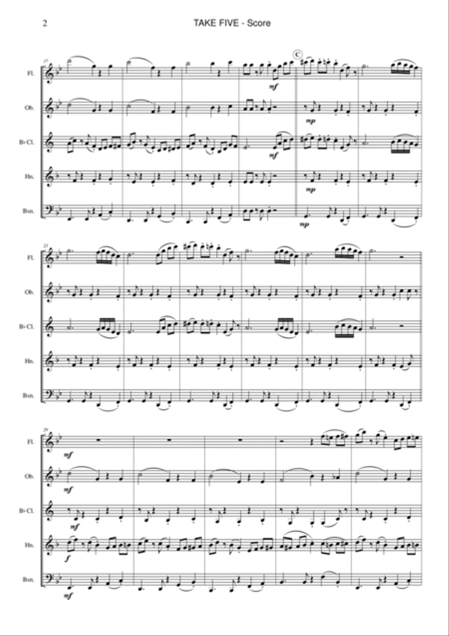 Take Five Woodwind Quintet scores gallery preview page 2