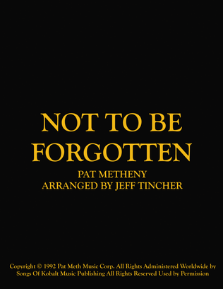 Book cover for Not To Be Forgotten