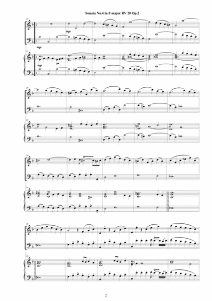 Vivaldi - Trio Sonata No.4 in F major RV 20 Op.2 for Violin, Cello and Cembalo (or Piano) image number null